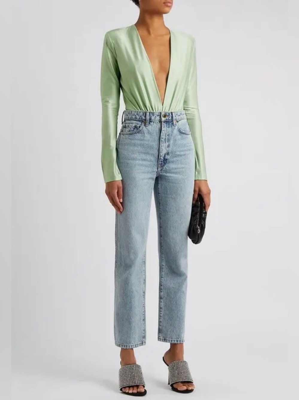 Gauge81 mint stretch-satin bodysuit